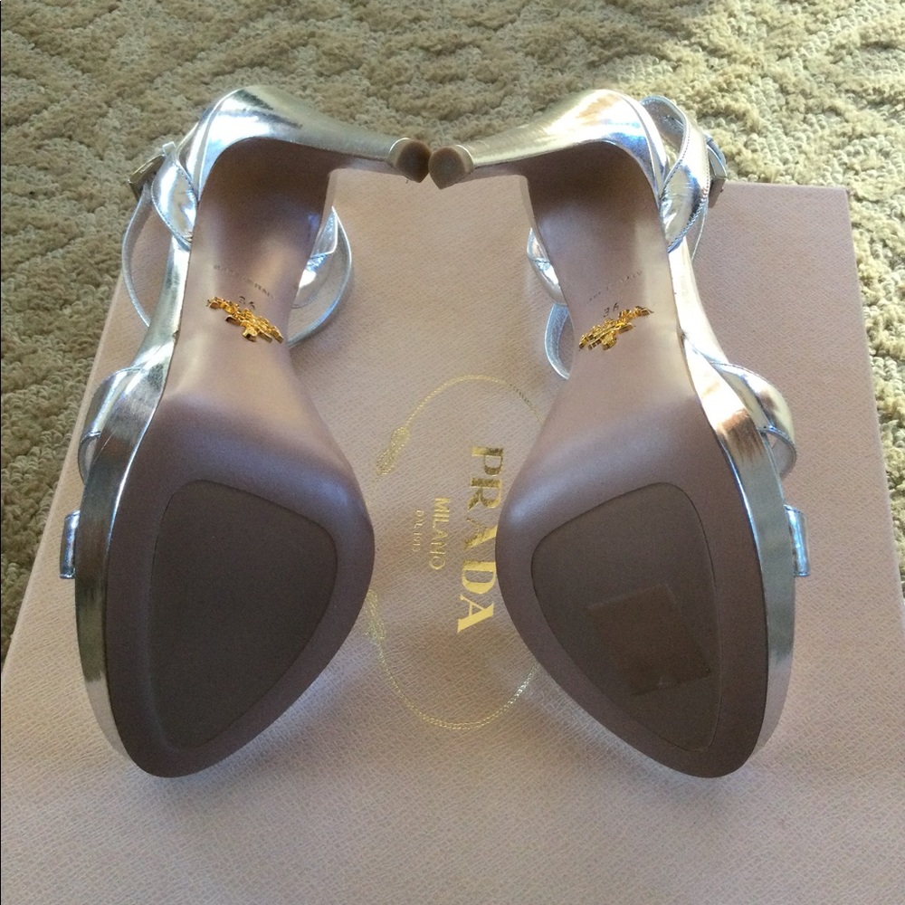 Prada Metallic Platform Sandals - image 8